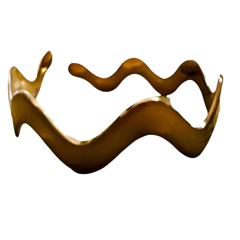 French‎ Vintage Pearlescant Bronze ZigZag Headband, Handmade in Paris, Deadstock